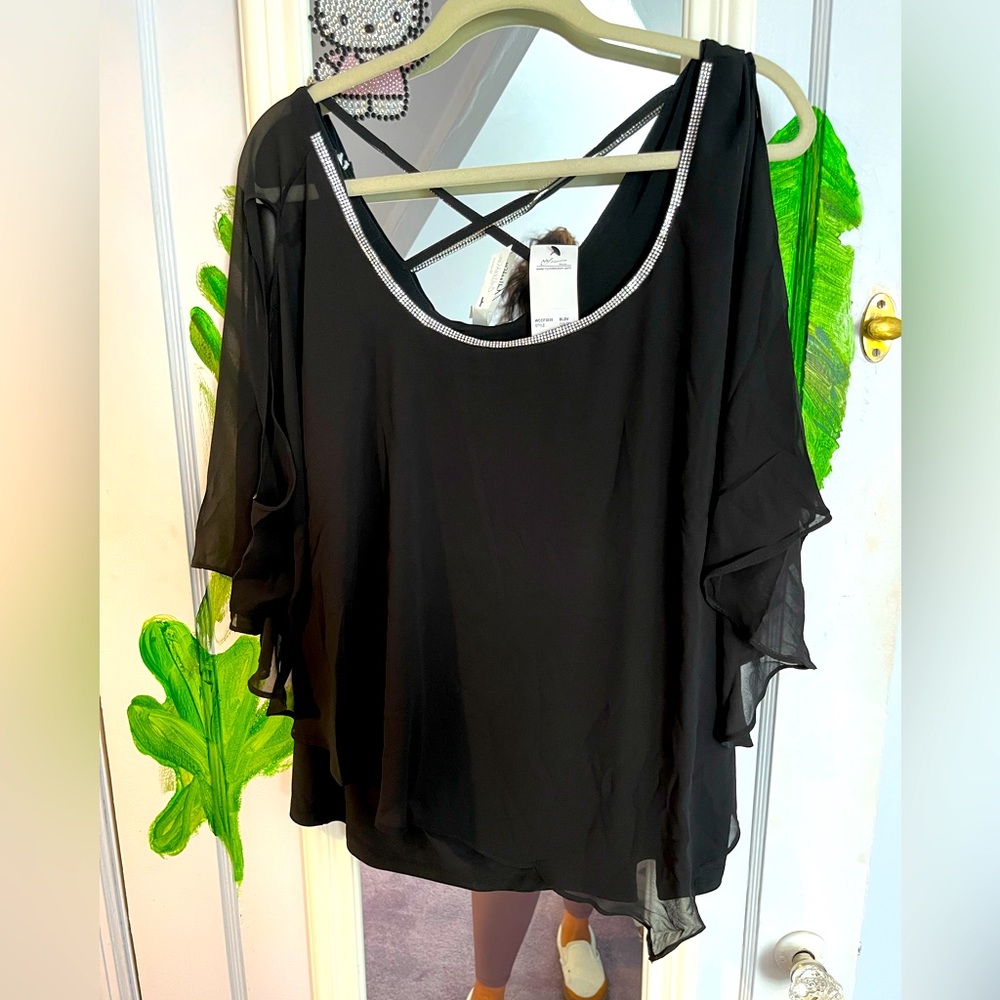 Plus Size NY Collection Formal Blouse with Rhinestones Size 2X
